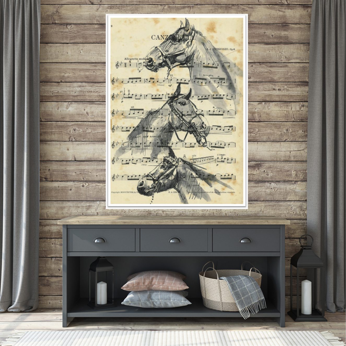 Horse portraits symbolic of the great conductors